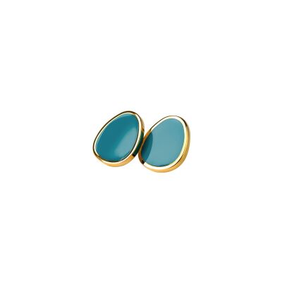 Boucles d'oreilles Simone à Bordeaux Les Delicieuses Aqua en métal doré émaillé