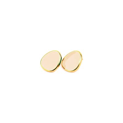 Boucles d'oreilles Simone à Bordeaux Les Delicieuses Beige en métal doré émaillé