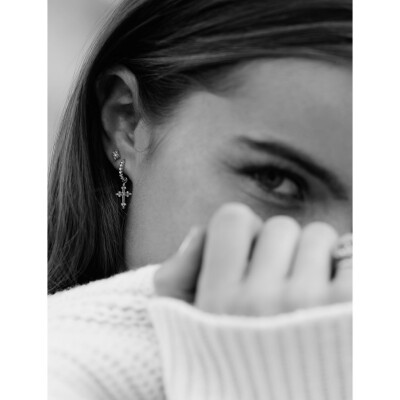 Boucles d'oreilles Stone Paris Belle Epoque en or blanc et diamants