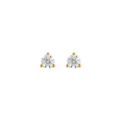 Boucles d'oreilles Puces Marianne en or jaune et diamants 0.81ct