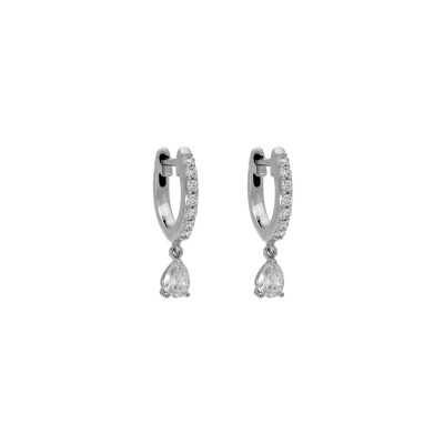 Boucles d'oreilles créoles Indygo Jewels Mini en or blanc et diamants