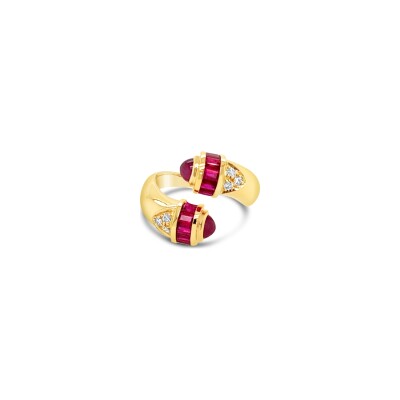 Bague Gringoire Joaillerie en or jaune, rubis et diamants