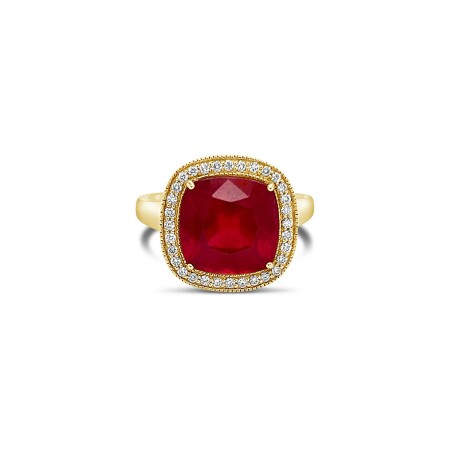 Bague Gringoire joaillerie en or jaune, rubis et diamants