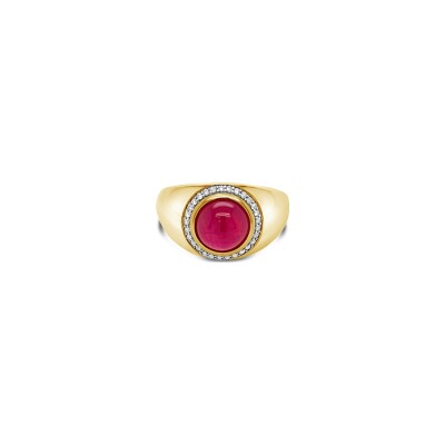 Bague Gringoire Joaillerie en or jaune, rubis et diamants