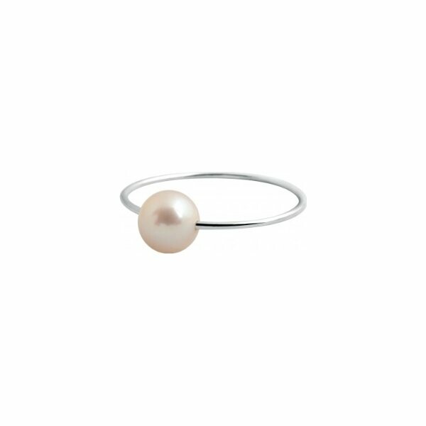 Bague Claverin Simply Pearly en or blanc et perle blanche