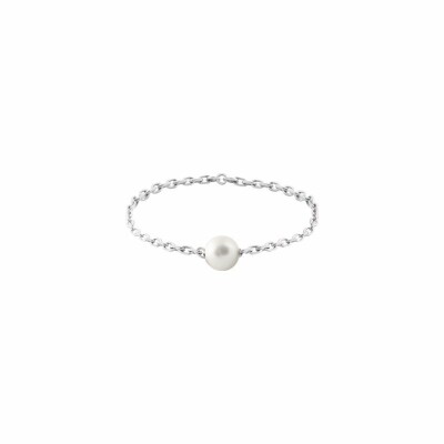 Bague Claverin Pure Chained pearl en or blanc et perle blanche