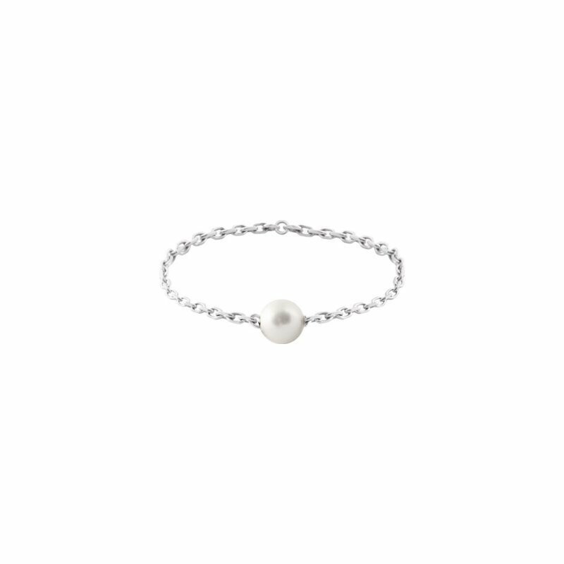 Bague Claverin Pure Chained pearl en or blanc et perle blanche