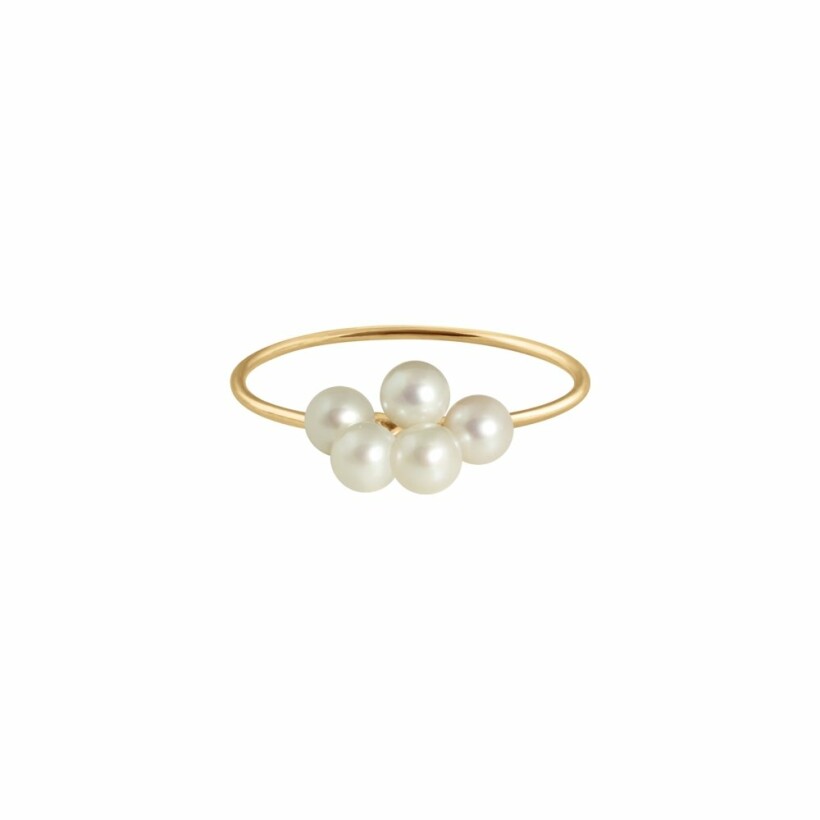 Bague Claverin Lotta love Bouquet of pearls en or jaune et perles blanches