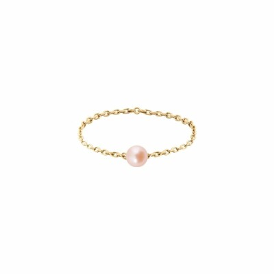 Bague Claverin Pure Chained pearl en or jaune et perle rose