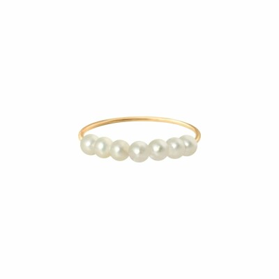 Bague Claverin Lotta love Fresh princess en or jaune et perles blanches