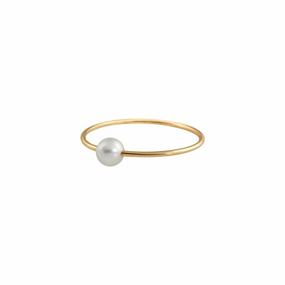 Bague Claverin Mini Simply Mini en or jaune et perle blanche