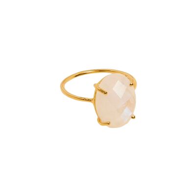 Bague Une A Une Goutte en laiton doré et pierre de lune