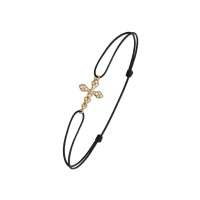 Bracelet cordon Akillis Python en or jaune et diamants