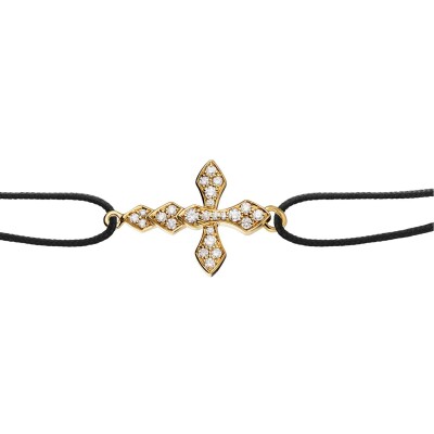 Bracelet cordon Akillis Python en or jaune et diamants