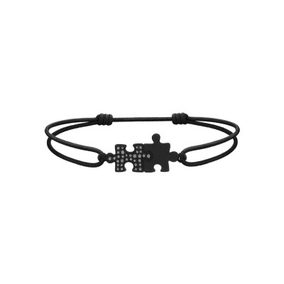 Bracelet Akillis Puzzle en titane noir et diamants noir