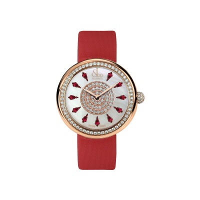 Montre Jacob & Co Brilliant One Row Rubies in Rose Gold 38mm