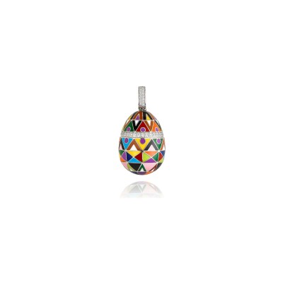 Pendentif Una Storia Île de Pâques en argent rhodié et oxydes de zirconium