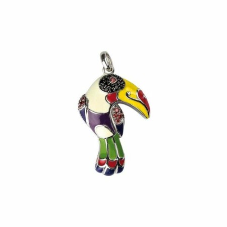 Pendentif Una Storia Toucan en argent laqué