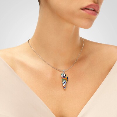 Pendentif Una Storia Lovebird en argent rhodié et oxydes de zirconium