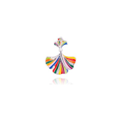 Pendentif Una Storia Ginkgo en argent rhodié et oxydes de zirconium