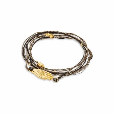 Bracelet Mya Bay Piece of sunshine Main de protection en laiton et pierres blanches