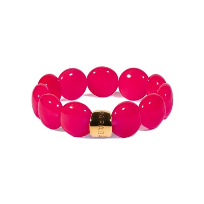 Bracelet PARABAYA Bombom Magenta 11 perles en résine et acrylique Rose fushia