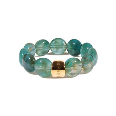 Bracelet Bombom Etang en acrylique, résine et acier doré, vert