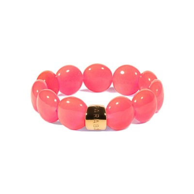 Bracelet Bombom Pink en acrylique, résine et acier doré, rose