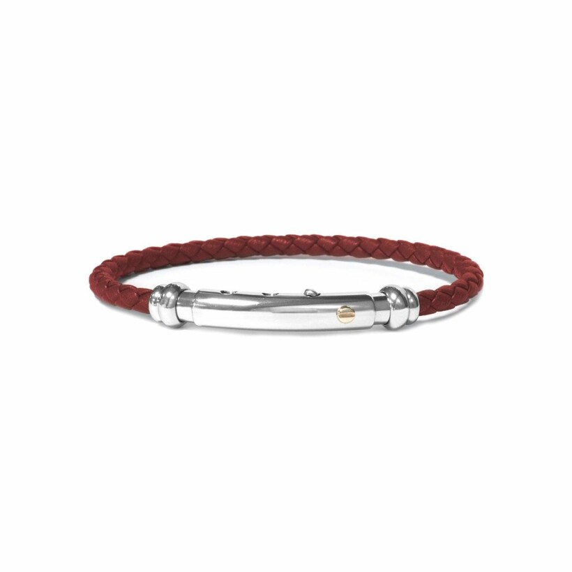 Bracelet Borsari Gioielli en acier, or rose et cuir rouge