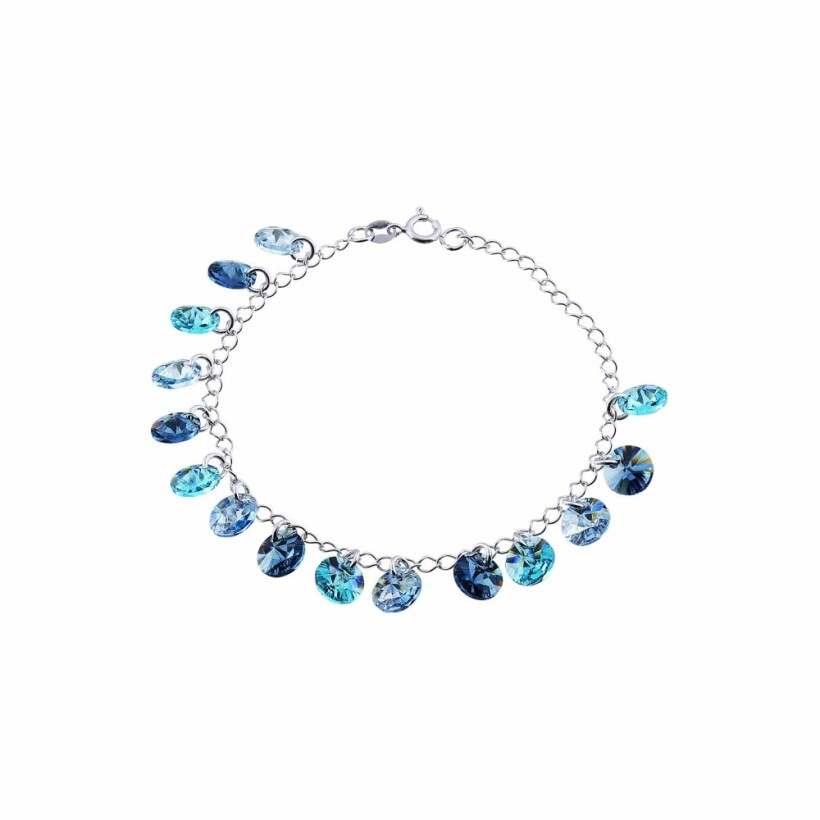 Bracelet Indicolite Helen en argent et cristaux turquoises, bleus et blancs