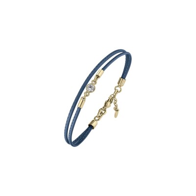 Bracelet Annah Cruz Moon Bleu canard en plaqué or