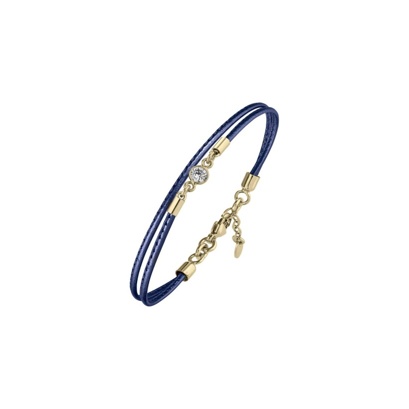 Bracelet Annah Cruz Moon Bleu marine métallisé en plaqué or