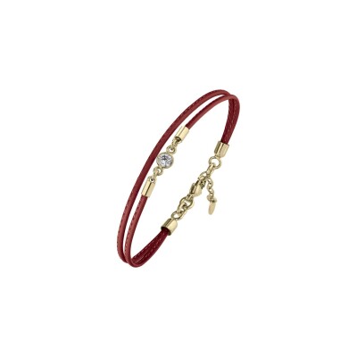 Bracelet Annah Cruz Moon Bordeaux en plaqué or