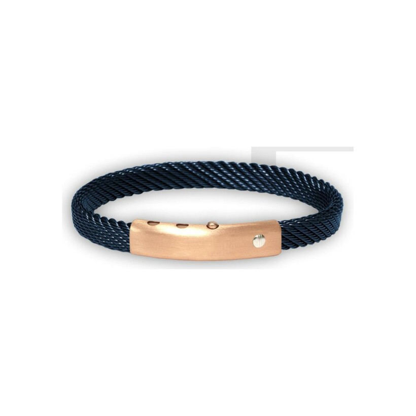 Bracelet Borsari en acier pvd bleu, métal doré rose et or blanc