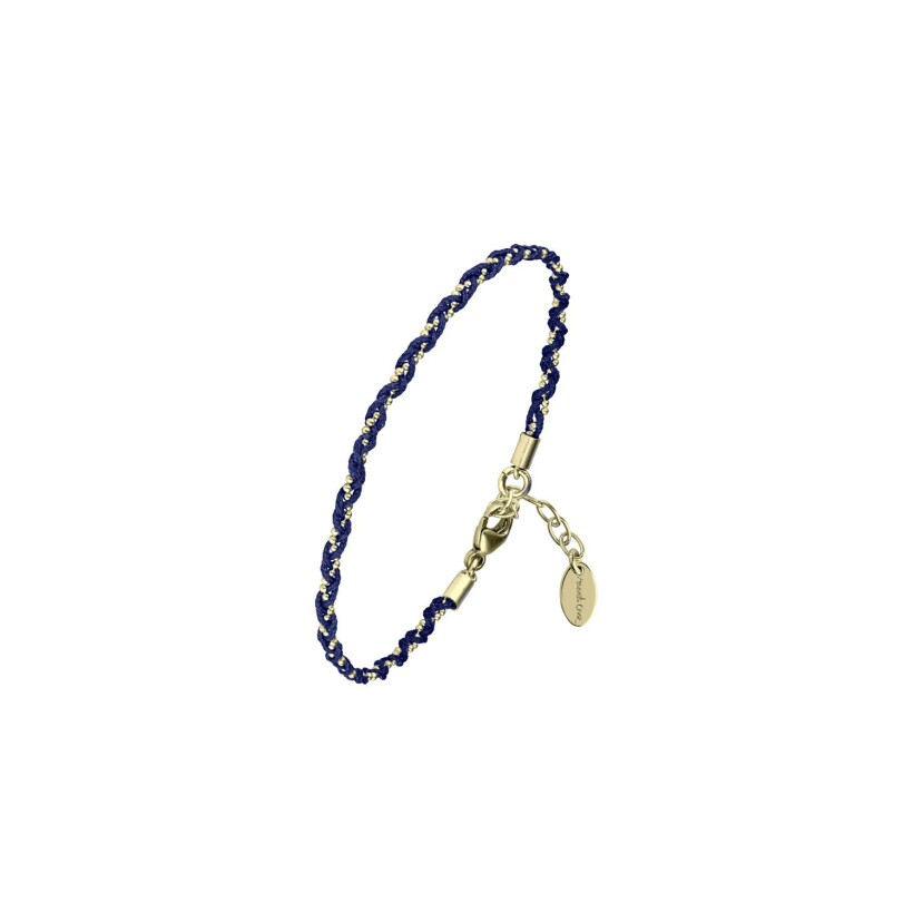 Bracelet Annah Cruz Twist Bleu marine en plaqué or