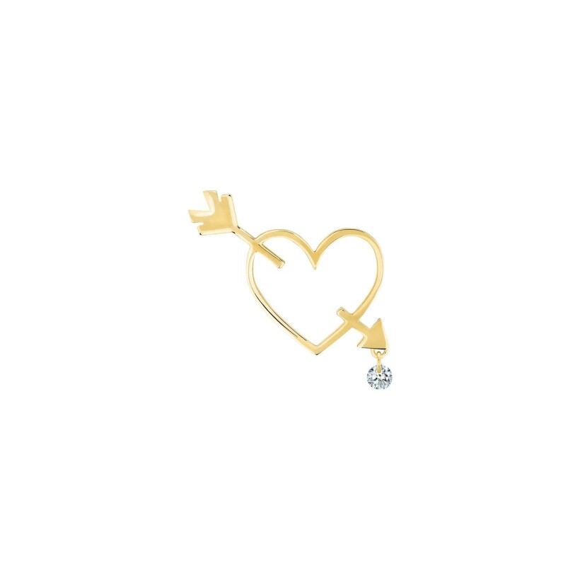 Mono boucle d'oreilles La Brune & La Blonde POP Plein Coeur en or jaune et diamants de 0.05ct