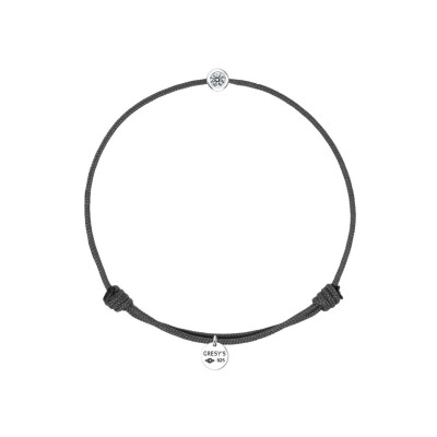 Bracelet Gresy's Single en argent poli et diamant 0.02ct - Noir