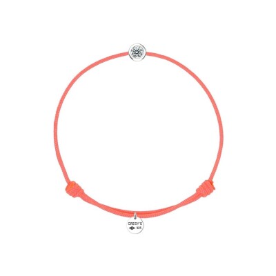 Bracelet Gresy's Single en argent poli et diamant 0.05ct - Corail fluo
