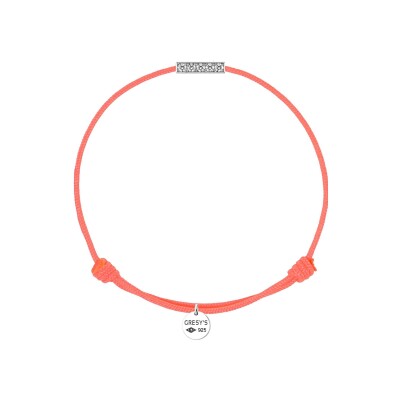 Bracelet Gresy's Royal Line en argent poli et diamant 0.05ct - Corail fluo