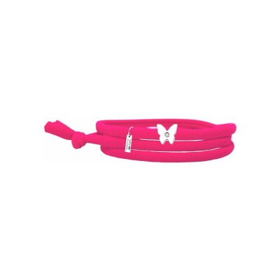 Bracelet Gresy's Sunny Butterfly en argent poli et diamant 0.01ct - Rose fluo