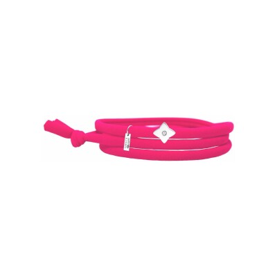 Bracelet Gresy's Sunny Starlight en argent poli et diamant 0.01ct - Rose fluo