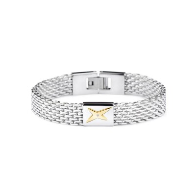 Bracelet Mauboussin Je suis ce que Je suis en acier, métal doré et diamant