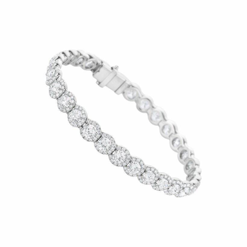 Bracelet en or blanc, diamants blancs et diamants blancs, taille 17.5