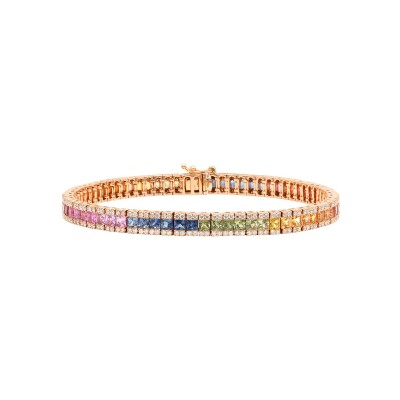 Bracelet Rainbow en or rose, saphirs multicolores et diamants