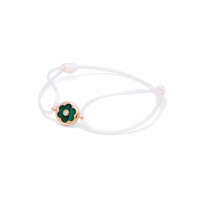 Bracelet sur cordon Ph. Tisseront en or rose, malachite et diamant