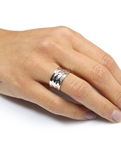 Bague Maison Ballet by Scarlett froissée en or blanc, 11mm
