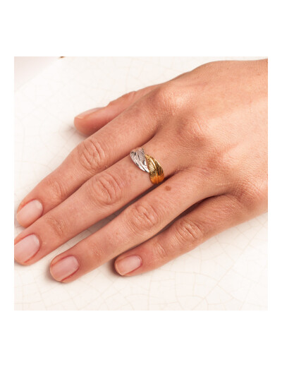 Bague Maison Ballet by Scarlett plumes bicolores en or blanc et or rose