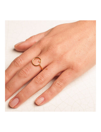 Bague Maison Ballet by Scarlett fil rond ajourée en or jaune et diamant