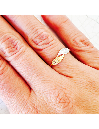 Bague Maison Ballet by Scarlett petite plume bicolore en or jaune