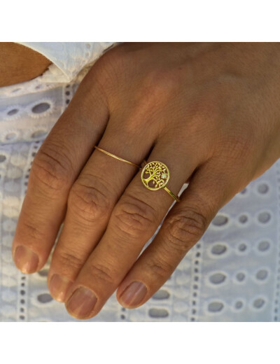Bague Maison Ballet by Scarlett Arbre de vie en or jaune 9 carats et diamant de synthèse